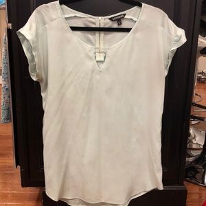 Teal top, zipper on back